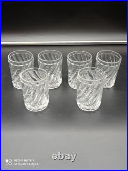 6 Verres Gobelets en Cristal de BACCARAT modèle BAMBOU TORS, H 8 cm, signé