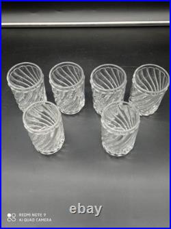 6 Verres Gobelets en Cristal de BACCARAT modèle BAMBOU TORS, H 8 cm, signé