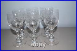 6 Verres à Vin Blanc Cristal de Baccarat Décor Guirlande et Fleur