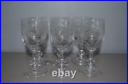 6 Verres à Vin Blanc Cristal de Baccarat Décor Guirlande et Fleur