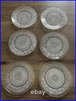 6 anciennes assiettes à dessert entremet en cristal signées Baccarat arabesque