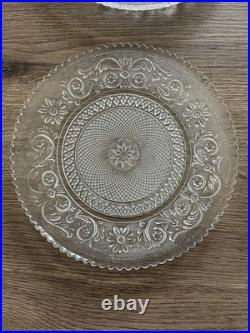 6 anciennes assiettes à dessert entremet en cristal signées Baccarat arabesque