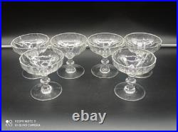 6 coupes à Champagne en Cristal de BACCARAT côtes plates, signées