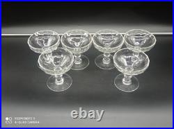 6 coupes à Champagne en Cristal de BACCARAT côtes plates, signées