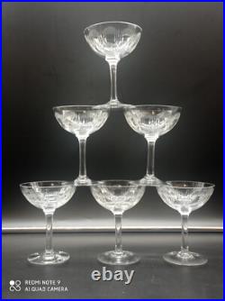 6 coupes à Champagne en Cristal de BACCARAT modèle Molière, 12,5 cm