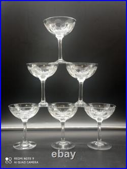 6 coupes à Champagne en Cristal de BACCARAT modèle Molière, 12,5 cm