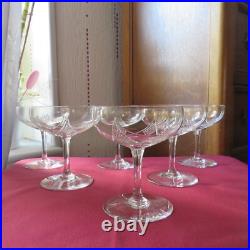 6 coupes a champagne en cristal de baccarat modèle proche a epron