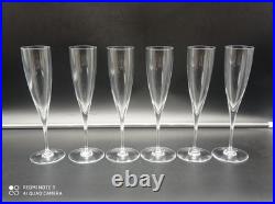 6 flutes à Champagne en Cristal de BACCARAT modèle Dom Pérignon, signé, H 23,5cm