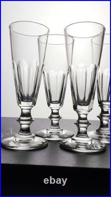 6 flutes à Champagne en cristal de BACCARAT SAINT LOUIS modèle Caton