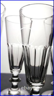 6 flutes à Champagne en cristal de BACCARAT SAINT LOUIS modèle Caton