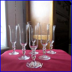 6 flutes a champagne en cristal de Baccarat modèle Vence H 18,9 cm signé
