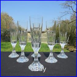 6 flûtes à champagne en cristal de baccarat modèle assas signé H 21,3 cm