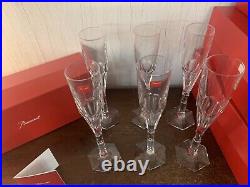 6 flûtes à champagne modèle Abysse en cristal de Baccarat (prix à la pièce)