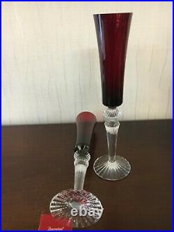 6 flûtes champagne Mille nuits rouge en cristal de Baccarat (prix à la pièce)