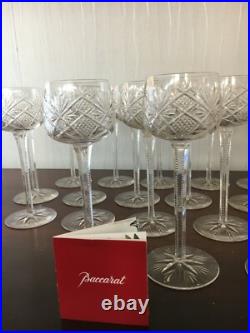 6 verres Roemer en cristal de Baccarat hauteur 19.3 cm (prix du lot)