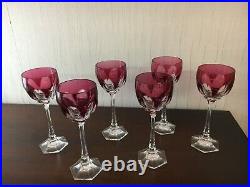 6 verres Vin Rohmer couleur rouge à NO Baccarat (prix à la pièce)