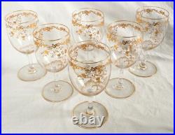 6 verres à eau cristal de Baccarat modèle Louis XV Gold