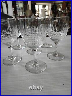 6 verres à eau en cristal de Baccarat taillé modèle Nancy 15,5cm (H8)