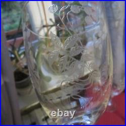 6 verres a eau en cristal gravé de baccarat décor de fleurs de mimosa