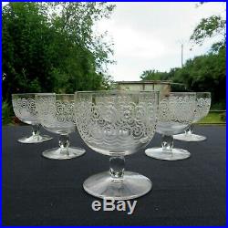 6 verres a eau en cristal gravé de baccarat modèle type rohan H 9,8 cm