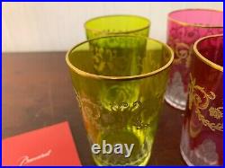 6 verres à thé overlay et doré or en cristal de Baccarat (prix à la pièce)