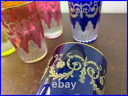 6 verres à thé overlay et doré or en cristal de Baccarat (prix à la pièce)