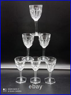 6 verres à vin Blanc en cristal de BACCARAT modèle COMPIEGNE, H 14,5 cm, signé