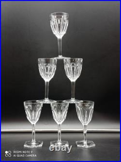 6 verres à vin Blanc en cristal de BACCARAT modèle COMPIEGNE, H 14,5 cm, signé