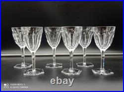 6 verres à vin Rouge en cristal de BACCARAT modèle COMPIEGNE, H 16,5 cm, signé