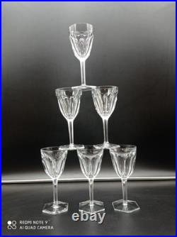 6 verres à vin Rouge en cristal de BACCARAT modèle COMPIEGNE, H 16,5 cm, signé