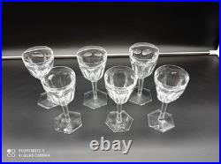 6 verres à vin Rouge en cristal de BACCARAT modèle COMPIEGNE, H 16,5 cm, signé