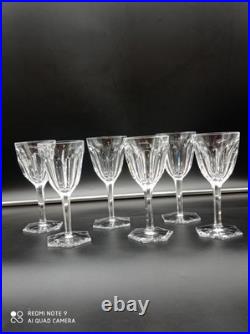 6 verres à vin Rouge en cristal de BACCARAT modèle COMPIEGNE, H 16,5 cm, signé