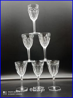 6 verres à vin Rouge en cristal de BACCARAT modèle COMPIEGNE, H 16,5 cm, signé