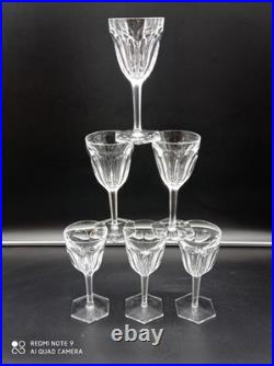 6 verres à vin Rouge en cristal de BACCARAT modèle COMPIEGNE, H 16,5 cm, signé