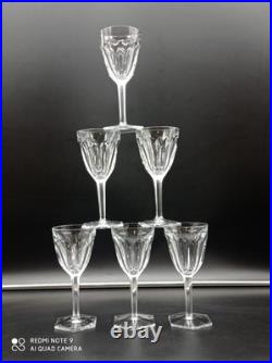 6 verres à vin Rouge en cristal de BACCARAT modèle COMPIEGNE, H 16,5 cm, signé
