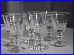 6 verres à vin blanc anciens en cristal taillé cotes plates Baccarat Caton