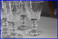 6 verres à vin blanc anciens en cristal taillé cotes plates Baccarat Caton