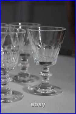 6 verres à vin blanc anciens en cristal taillé cotes plates Baccarat Caton