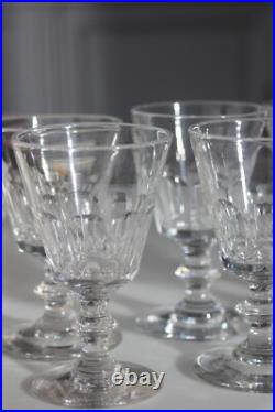 6 verres à vin blanc anciens en cristal taillé cotes plates Baccarat Caton