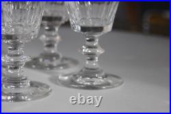 6 verres à vin blanc anciens en cristal taillé cotes plates Baccarat Caton