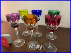 6 verres à vin couleur en cristal de Baccarat (prix du lot)