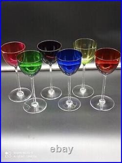 6 verres à vin du Rhin en cristal de BACCARAT modèle PERFECTION couleur, signé