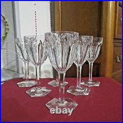 6 verres a vin en cristal de baccarat modèle Compiègne H 14,6 cm signé