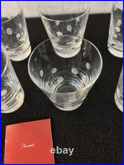 6 verres à whisky modèle à pois en cristal de Baccarat (prix à la pièce)
