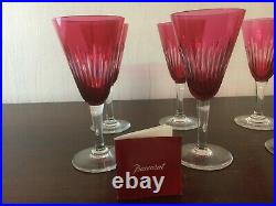 6 verres couleur rouge en cristal de Baccarat (prix à la pièce)