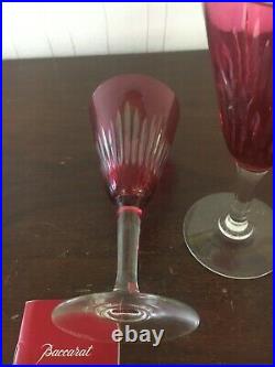 6 verres couleur rouge en cristal de Baccarat (prix à la pièce)