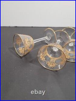 6 verres cristal liqueur taillé gravé dorure or Baccarat ou Saint Louis H 8.8 cm