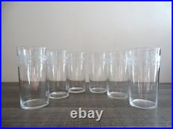6 verres eau orangeade cristal BACCARAT SEVIGNE gravés anciens 12 cm