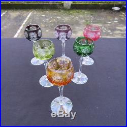 6 verres roemer de couleur en cristal de baccarat saint louis bohème