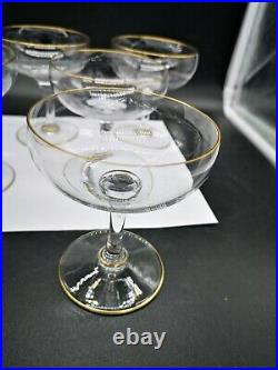7 Coupes À Champagne Cristal Baccarat Modèle Perfection Doré